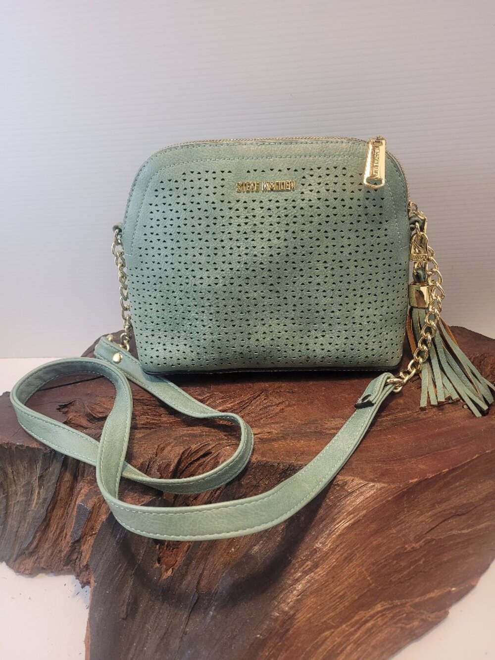Steve Madden Green Perforated Dome Crossbody Purse